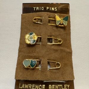 Vintage New Lawrence Bentley Triple Trio Pin Set Enamel